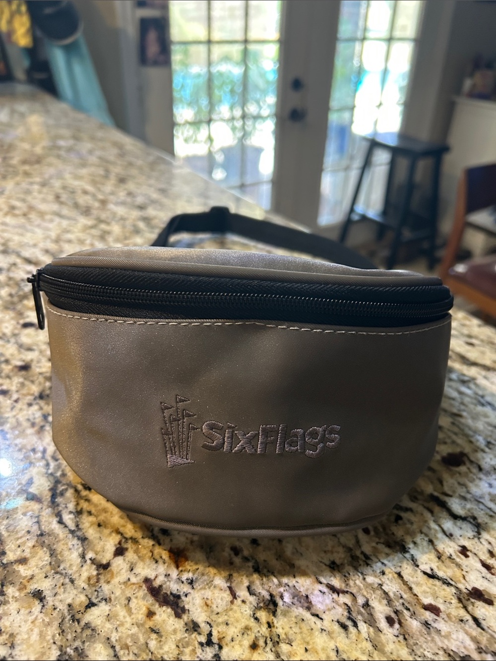 Six Flags Men's Gray Waist Pack with Embroidered Logo